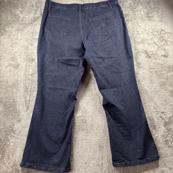 Susan Graver Women Jeans Bootcut Dark Wash Elastic Waist Stretch 16P Short C186 - Picture 3 of 12